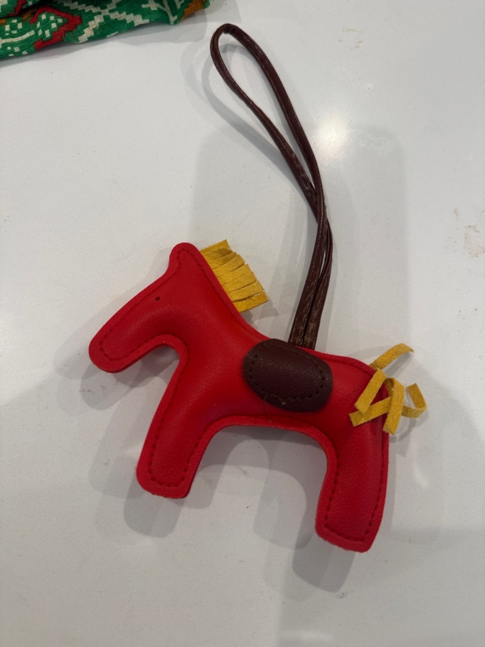 Red Horse Key Charm with Yellow Mane and Brown Saddle Accent